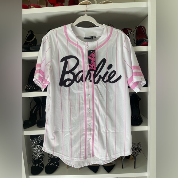 Official Barbie Baseball Jersey Size S/M/L Pink & White New - Picture 7 of 7